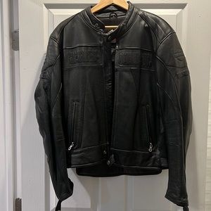 Harley Davidson black leather motorcycle jacket L